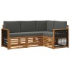 Ensembles de canapés avec coussin 4 pcs Bois d'Acacia Massif 642848642848