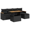 Salon de jardin 6 pcs avec coussins noir résine tressée 642850642850