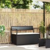 Banc de rangement de jardin avec coussin noir résine tressée 642857642857