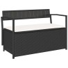 Banc de rangement de jardin avec coussin noir résine tressée 642857642857