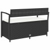 Banc de rangement de jardin avec coussin noir résine tressée 642857642857