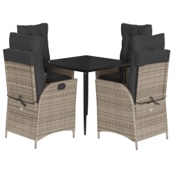 Ensemble à manger de jardin 5 pcs coussins gris résine tressée 642859642859