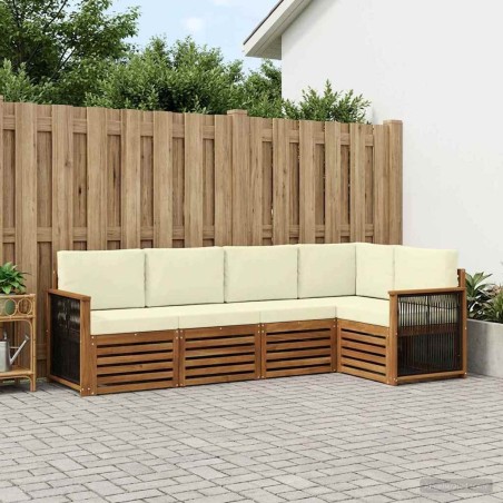Ensemble de canapé d'angle avec coussin 4 pcs Naturel et Crème 642870642870