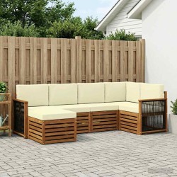 Ensemble de canapé d'angle avec coussin 5 pcs Naturel et Crème 642871642871
