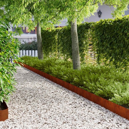 Bordure de Pelouse 20 pcs 103 x 15 cm Acier Rouillé 642872642872