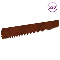 Bordure de Pelouse 20 pcs 103 x 15 cm Acier Rouillé 642872642872