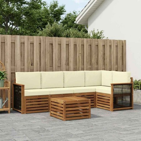 Ensemble de canapé d'angle avec coussin 5 pcs Naturel et Crème 642879642879