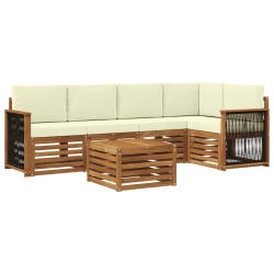 Ensemble de canapé d'angle avec coussin 5 pcs Naturel et Crème 642879642879
