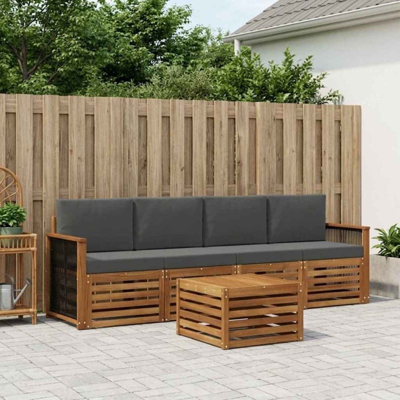 Ensemble de canapés d'extérieur 5 pcs Naturel et Anthracite 642899642899