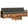 Ensemble de canapés d'extérieur 5 pcs Naturel et Anthracite 642899642899