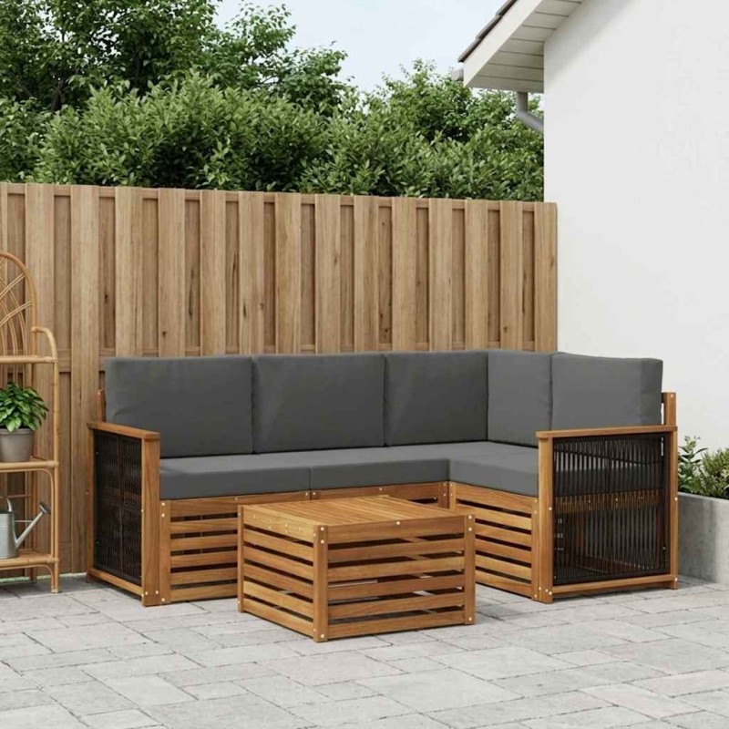 Ensemble de canapés d'extérieur 5 pcs Naturel et Anthracite 642900642900