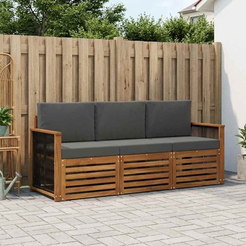 Ensembles de canapés avec coussin 3 pcs Bois d'Acacia Massif 642906642906