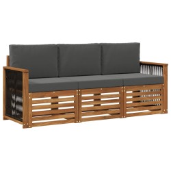 Ensembles de canapés avec coussin 3 pcs Bois d'Acacia Massif 642906642906
