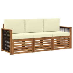Ensembles de canapés avec coussin 3 pcs Bois d'Acacia Massif 642908642908