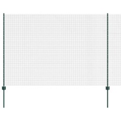 Clôture en fil soudé avec poteaux 10 x 1,6 m Vert Maille 642919642919