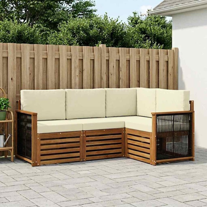 Ensembles de canapés avec coussin 4 pcs Bois d'Acacia Massif 642920642920