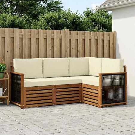 Ensembles de canapés avec coussin 4 pcs Bois d'Acacia Massif 642920642920