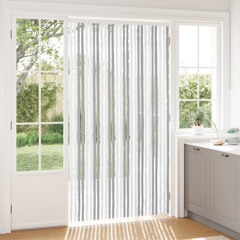 Rideau anti-insectes en chenille Gris clair et blanc 642925642925