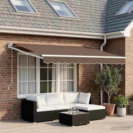 Auvent rétractable électrique Taupe 100% Polyester et Aluminium 642931642931
