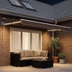 Auvent rétractable électrique Taupe 100% Polyester et Aluminium 642931642931
