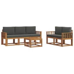 Ensemble de canapés d'extérieur 6 pcs Naturel et Anthracite 642939642939