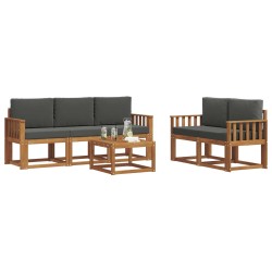Ensemble de canapés d'extérieur 6 pcs Naturel et Anthracite 642939642939