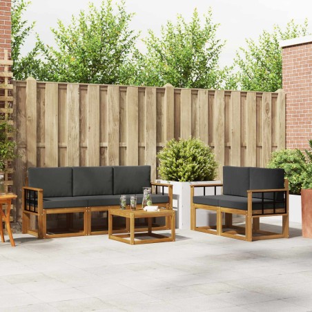 Ensemble de canapés d'extérieur 6 pcs Naturel et Anthracite 642940642940