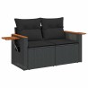 Salon de jardin 6 pcs avec coussins noir résine tressée 642958642958