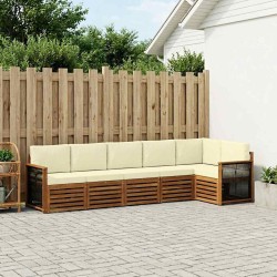 Ensemble de canapé d'angle avec coussin 5 pcs Naturel et Crème 642960642960