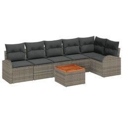 Ensemble de canapé de jardin avec coussin 7 pcs Gris polyrotin 642966642966