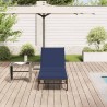 Chaise longue avec coussin gris résine tressée 642979642979