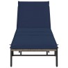 Chaise longue avec coussin gris résine tressée 642979642979