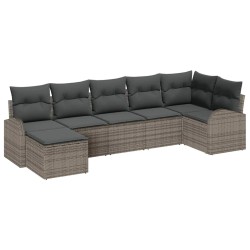 Ensemble de canapé de jardin avec coussin 7 pcs Gris Poly rotin 642983642983