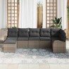 Ensemble de canapé de jardin avec coussin 7 pcs Gris Poly rotin 642983642983