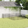 Parc pour chien 16 panneaux noir acier galvanisé 642990642990