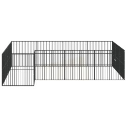 Parc pour chien 16 panneaux noir acier galvanisé 642990642990