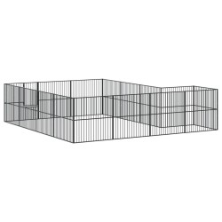 Parc pour chien 16 panneaux noir acier galvanisé 642990642990