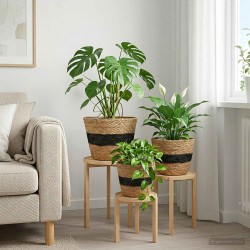 Paniers à plantes en herbe de mer 3 pcs Naturel et noir 642998642998