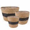 Paniers à plantes en herbe de mer 3 pcs Naturel et noir 642998642998