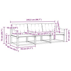 Ensemble de canapés d'extérieur 3 pcs Blanc et noir 643009643009