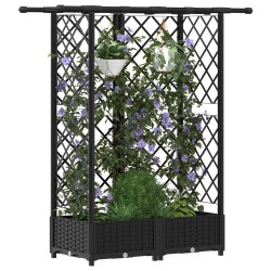 Lit Élevé avec Treillis et Toit Noir 124 x 40 x 121 cm PP 643016643016
