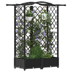 Lit Élevé avec Treillis et Toit Noir 124 x 40 x 123 cm PP 643017643017