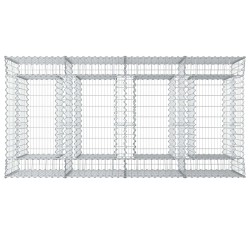 Lit surélevé gabion 2 pcs Argenté 643023643023