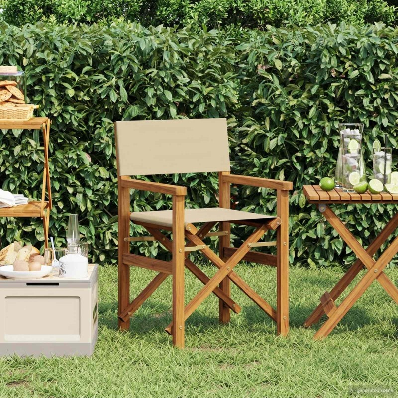 Chaise de directeur Marron et beige Bois de teck massif 643024643024