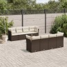 Salon de jardin avec coussins 9 pcs marron résine tressée 643027643027