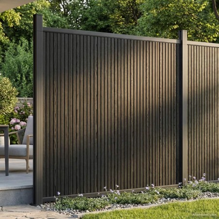 Panneau de clôture WPC et Aluminium Noir 643030643030