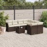 Salon de jardin avec coussins 9 pcs marron résine tressée 643032643032