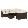Salon de jardin avec coussins 9 pcs marron résine tressée 643032643032