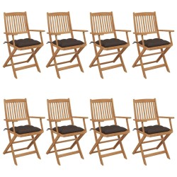 Chaises pliables de jardin lot de 8 avec coussins Bois d'acacia 643039643039