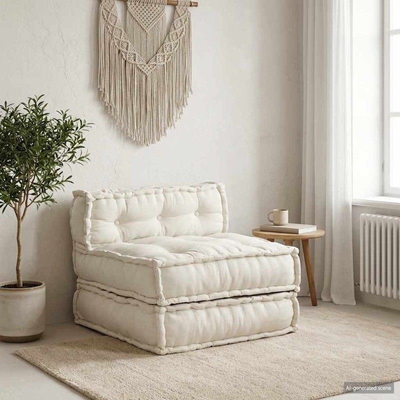 Canapé modulaire crème 70x70x54 tissu 643050643050